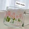 Glass Mug 350ml Cartoon Home Office Ins Coffee Cup with Straw Cup with Lid and Spoon High Temperature Roasted Flower Drink Cups
