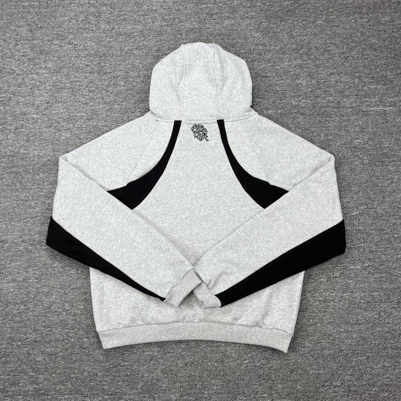 Unisex American Patchwork Batwing Sleeve Embroidered Fleece Hoodie and Casual Pants Set