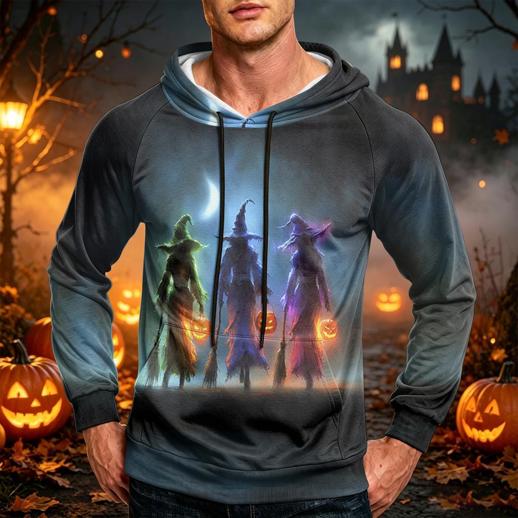 Men's Casual Loose Fit Hoodie with Pocket , Drawstring and Printed Design