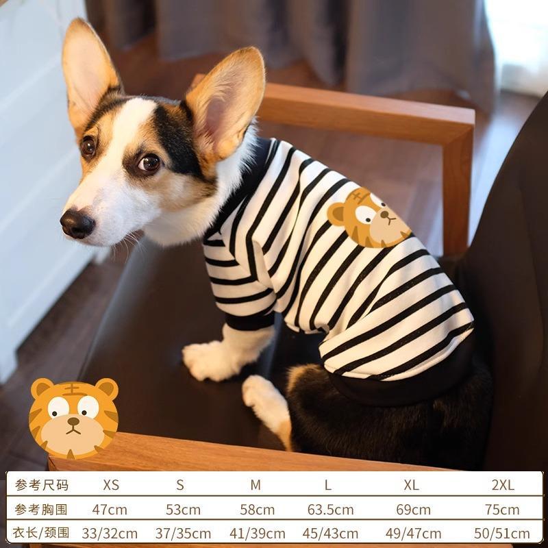 Pet Corgi Dog Clothes Spring and Autumn Clothing Anti-hair Loss Teddy Bichon Shiba Inu Small Dog Two-legged Striped Sweater Winter