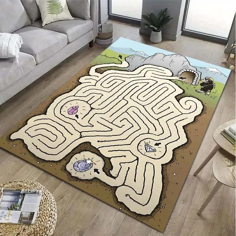 Мультяшный ковер-лабиринт, коврик  Кроличья ферма , коврик  ОТ СТАРТА ДО КОНЦА , коврик  Животное приключение , коврик для детской комнаты, домашний декор, обучающий пол 40x60cm