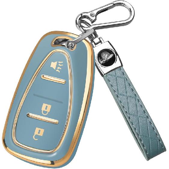 QBUC Key Fob Cover for Chevy, Car Key Fob Case with Keychain for Equinox 2018- Sonic 2017- Spark 2016- Traverse Trailblazer Trax Accessories