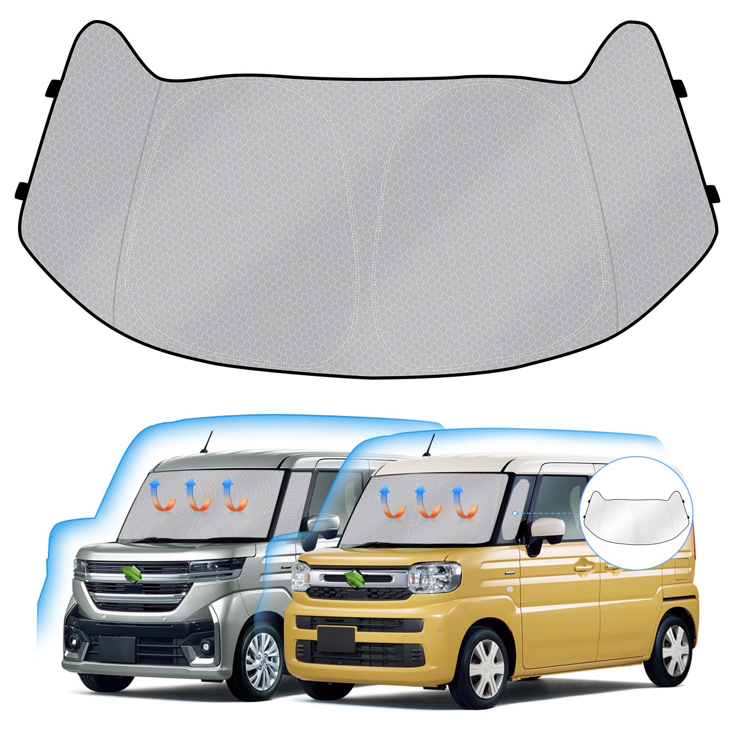 

Suzuki Spacia Windshield Sunshade for Spacia Spacia and Includes a triangular UV blackout and steering wheel Provides heat protection and heat