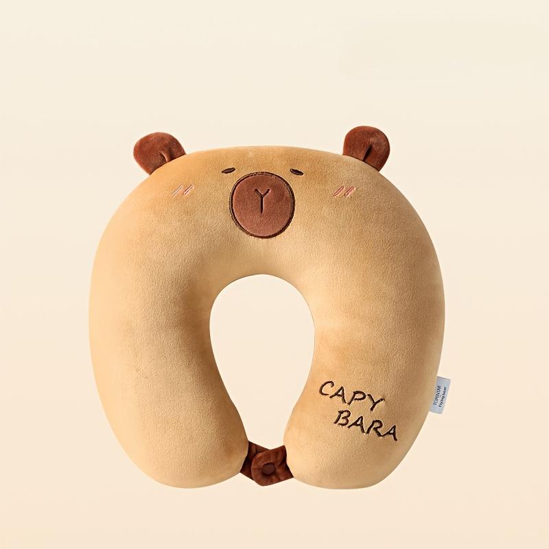 Capybara U Shaped Pillow Office Nap Neck Pillow Portable Travel Neck Pillow Back Support Pillow Portable Car Pillow for Nap коричневый