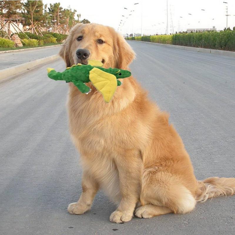 Dog Plush Toys Cute Plush Dinosaur Shape Squeaky Toys Chewable For Dogs Bite Resistant Dog Stuffed Toys Multifunctional