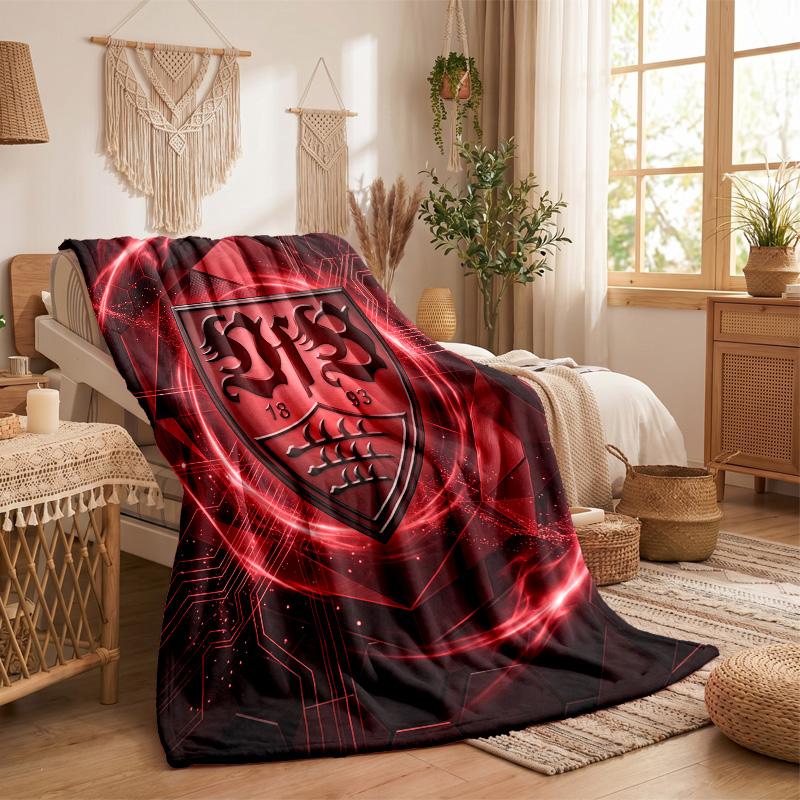 VfB Stuttgart Football Print Flannel Blanket Soft Warm Sofa Bed Throw Blanket For Home Office Bedroom