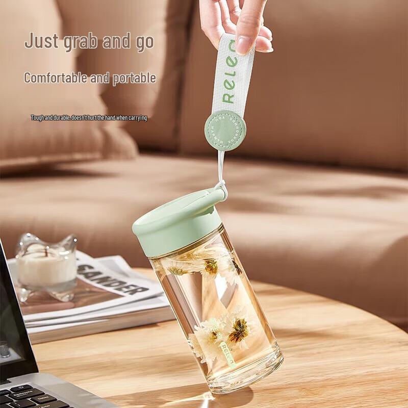 RELEA 450ML Portable Borosilicate Glass Tumbler