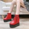 2025 New 12CM High Heel Platform Ankle Boots Women Genuine Leather Round Toe Creepers Thick Sole Oxfords Party Pumps Punk Goth