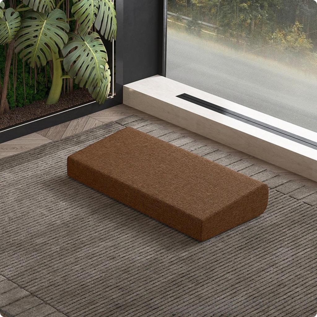 Wedge Meditation Cushion Textured textileCovered Floor Pillow Beige