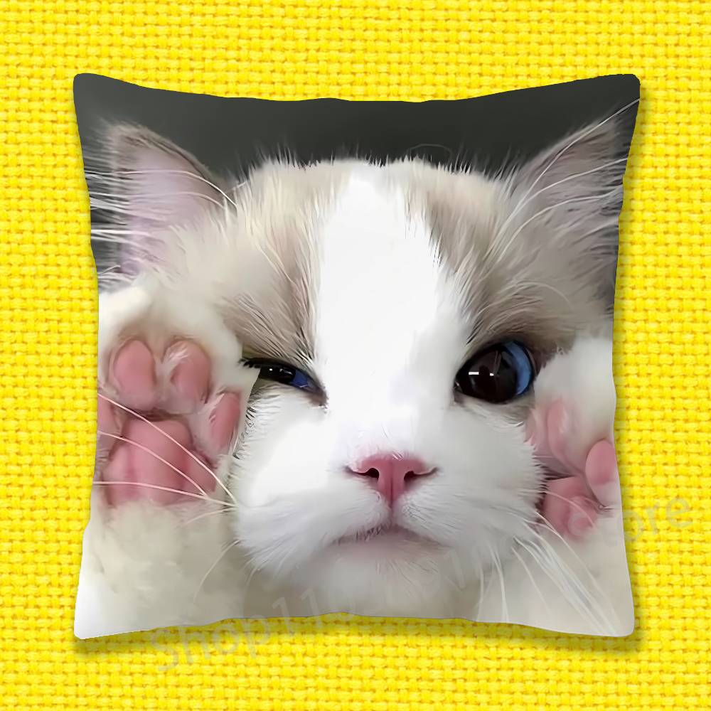 Cat Pet Cute Funny Throw Pillow Case For 45x45cm 40x40cm 30x30cm 50x50cm 55x55cm Square Home Pillowcase Case