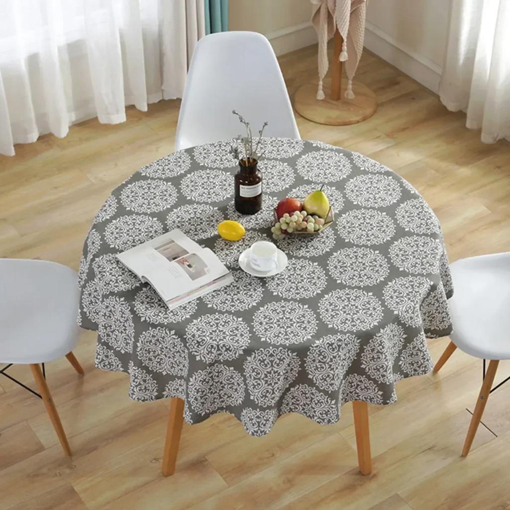 Diameter 120/150cm Nordic Round Tablecloth Cotton Linen Washable Hotel Banquet Table Cloth Wedding Party Christmas Table Cover
