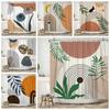 Nordic Wind Shower Curtain Abstract Aesthetic Arch Sun Leaf Modern Minimalist Bathroom Curtain Waterproof for Hotel Bathtub