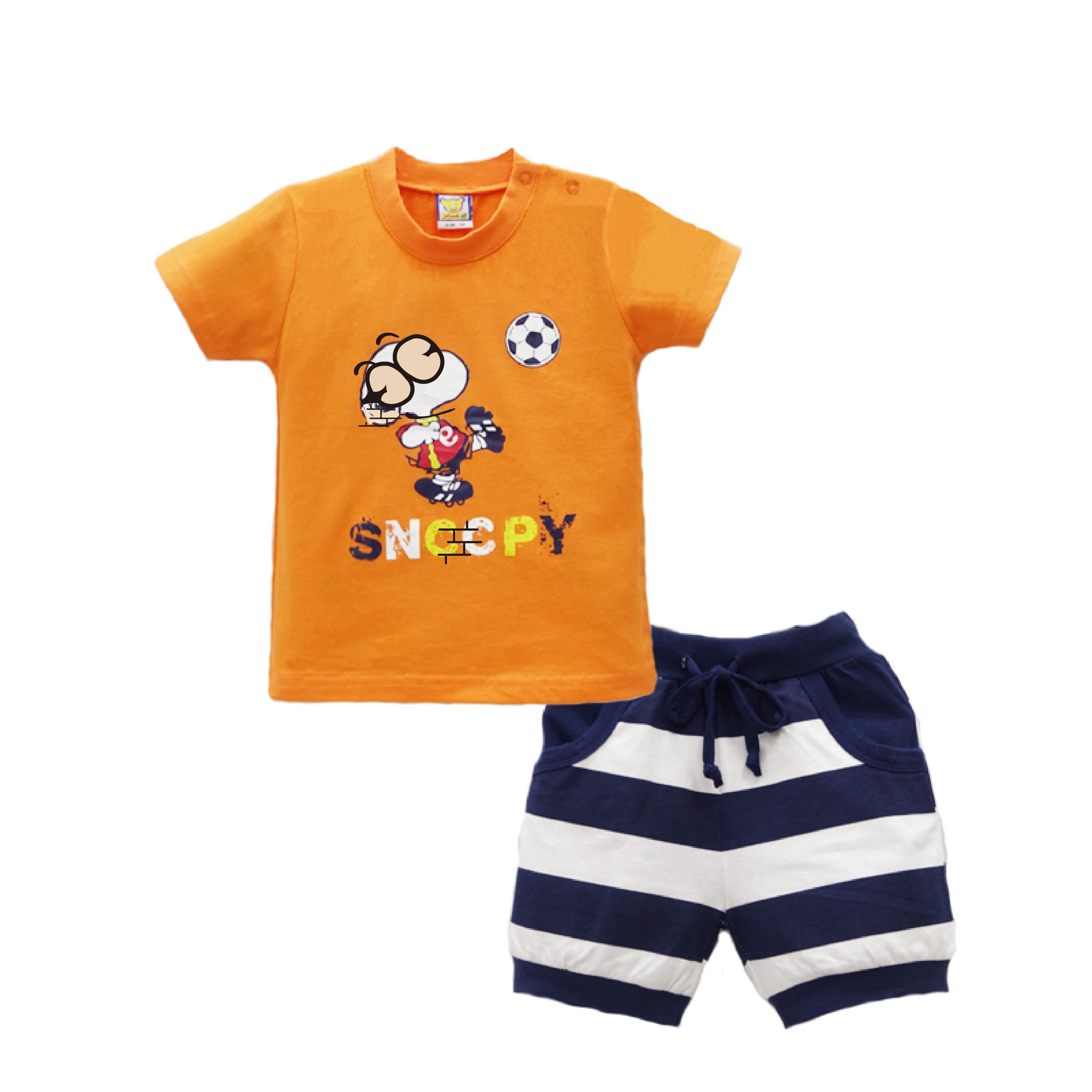 

Детский комплект из 2 предметов для маленьких мальчиков и девочек, брюки с короткими рукавами, футболка, костюм, летняя хлопковая одежда с героями мультфильмов 18M оранжевый