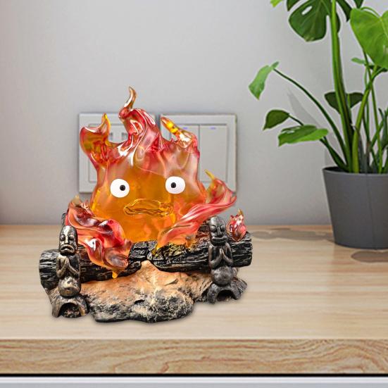 Yousheng Anime Flammen-Nachtlicht Sammlerstück Orange Flammenlampe Flackernder Flammeneffekt Nachttischlampe für Schlafzimmerdeko Anime-Fans Geschenk