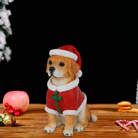 Realistic Dog Figurine Resin Puppy Animal Statue Christmas Decoration Lifelike Labrador Bichon Corgi Model for Indoor Outdoor Home Decor