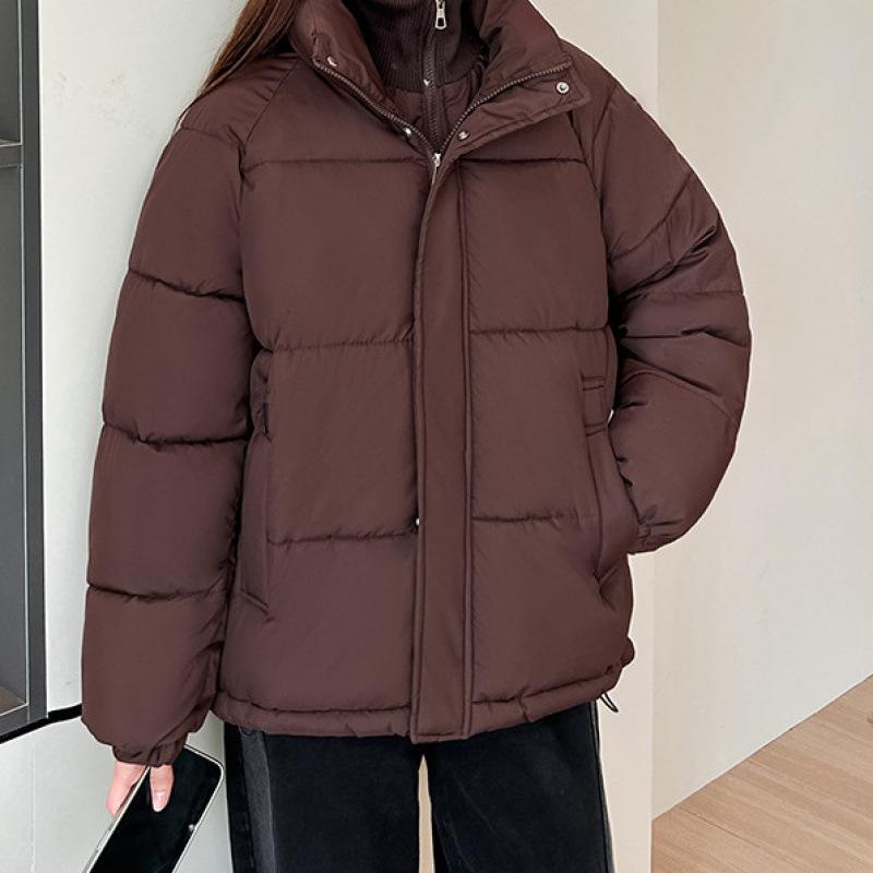 

Fake Two-piece Cotton Clothes Women s Winter Loose Casual Korean Version Stand-up Collar Couple Versatile Cotton-padded Jacket 2XL кавовий