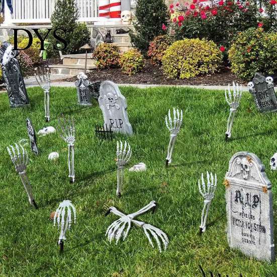 Graveyard Scene Setter 1 Pair Halloween Skeleton Hand Yard Stake, Fake Bone Ground Creepy Garden Decor Insert for Cemetery Lawn Display, Spooky