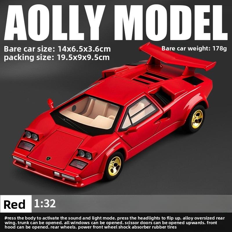 1:32 Countach LP500S Supercar Spielzeugauto Modell Rad Lenkung Geräusch und Licht Kinderspielzeug Sammlerstücke Geburtstagsgeschenke