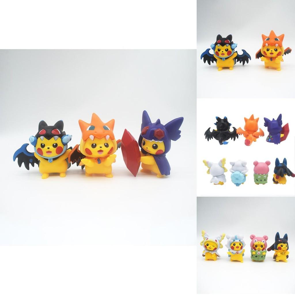 Adorable 7 Piece Pikachu Transformation Plush Toy Set Cute Cartoon Pvc Figures