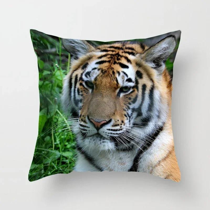 Tiger Series Printing Pattern Decoration Home Pillowcase Square Office  Cushion Cover