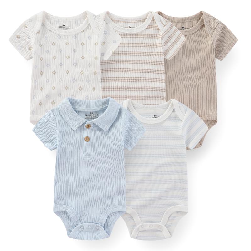 5 Pieces Infant Boy Girl 0-12 Months Pure Cotton  Soft Casual Cute Fashion Prints Baby Bodysuits Spring Summer