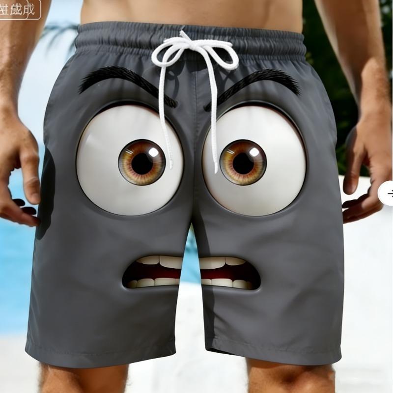 Men's Summer Shorts 3D Big Eyes Printed Clothes Fashion Hawaiian Shorts Male Swim Shorts Men Loose Shorts