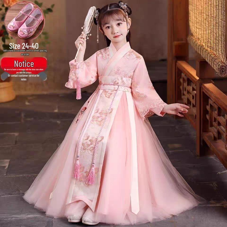 Spring Arrivals: Girls' Fairy Style Hanfu Dress - Children's Tang Suit & Princess Ruqun