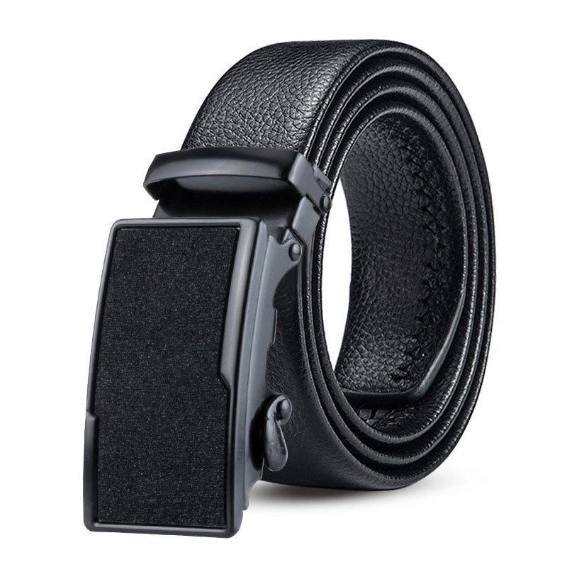 Men’s Automatic Buckle Leather Belt with Customizable Logo - Perfect for Business and Casual Wear