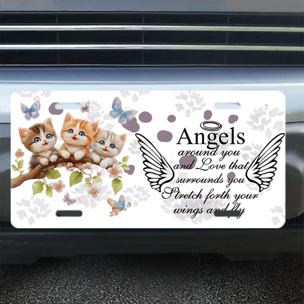 

D Flat Printing Cute Kittens with Angel Wings Pet Memorial Quote Illustration Aluminum Tin Painting License Plate Style Pet 15x30cm(5.9x7.8inch)