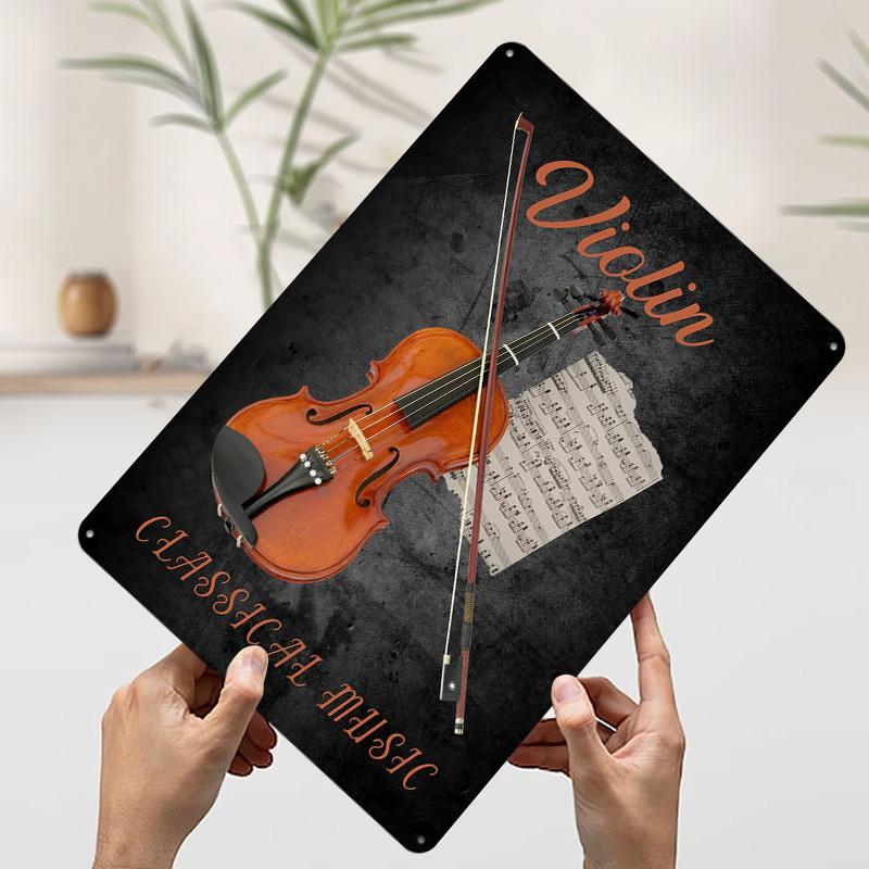 

Violin Classical Music Metal Poster Customized Wall Art Retro Vintage Tinplate Signs for Room Decorations Luxury Home Decor Men 20x30cm（7.8x11.8inch）