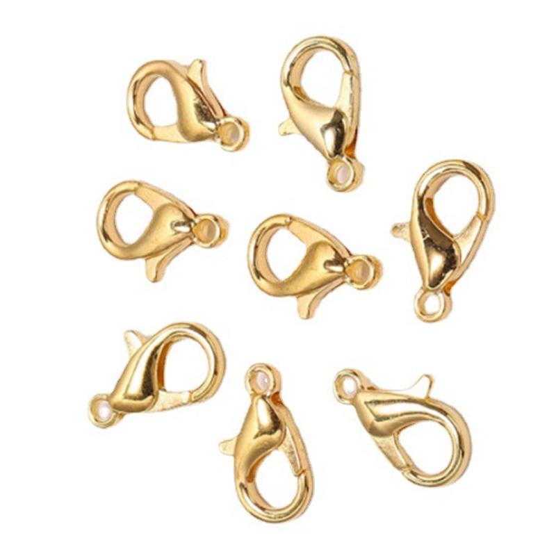 200Pcs Lobster Clasp Sturdy Zinc Alloy 0.5x0.2in Simple Multi Purpose Lobster Claw Clasps Gold