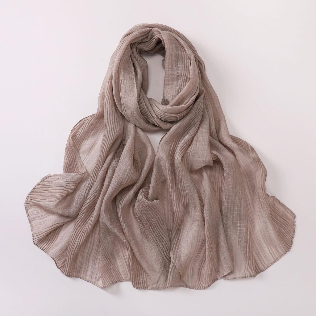 New Arrival Crinkle Chiffon Hijabs for Women Muslim Ramadan Headscarf Solid Striped Party Shawls Fashion Jersey Versatile Wrap