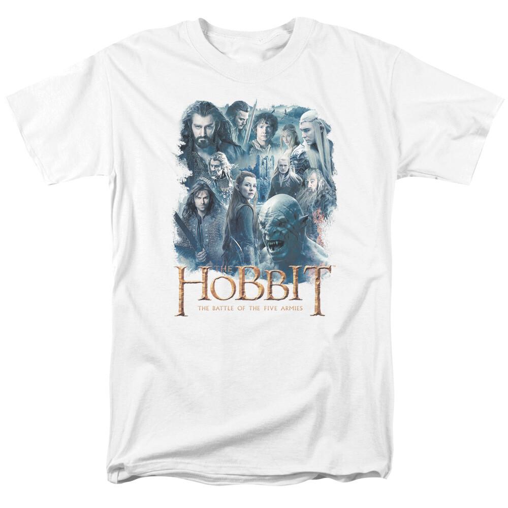 The Hobbit Main Characters T Shirt Mens Licensed Fantasy Movie Tee Bilbo White XXXL