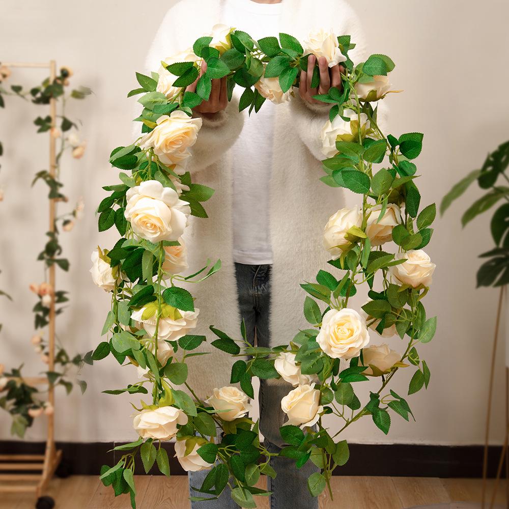 Artificial Rose Vine Wall Decor for Air Conditioner Pipes