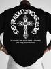 Unisexs Gothic Street TShirt Decorated With Gorgeous Crosses And Circles Script Graphics Printed Round Neck And Short Sleeves