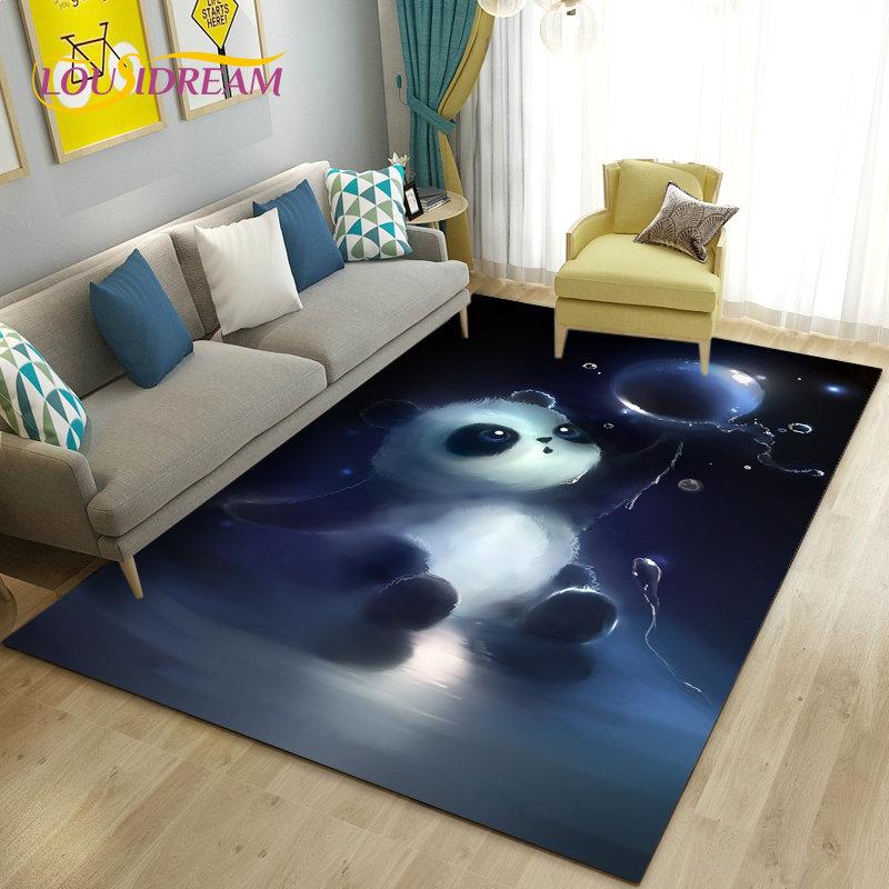 Alfombra de área 3D de dibujos animados de panda lindo, alfombra para sala de estar, dormitorio, sofá, felpudo, decoración de cocina, alfombra de suelo antideslizante para niños