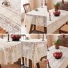 Nonslip Florals French Lace Tablecloth Polyester Fabric Easy Cleaning for Home Dining Table Cover