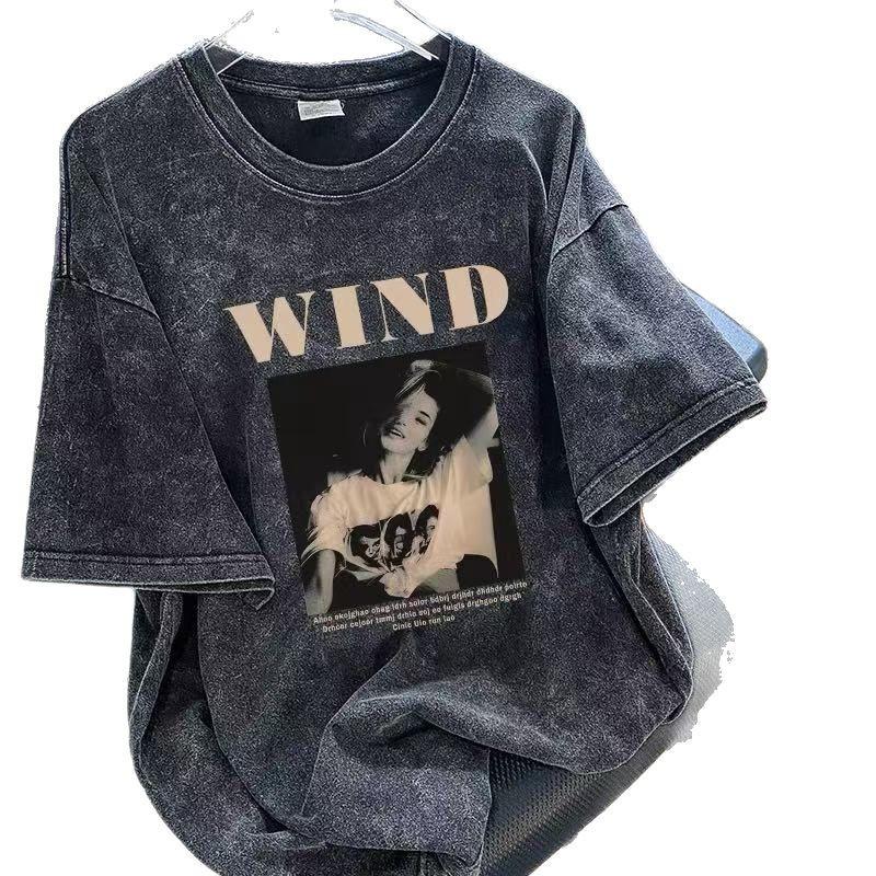 Women's Vintage Distressed Cotton Streetwear Tee