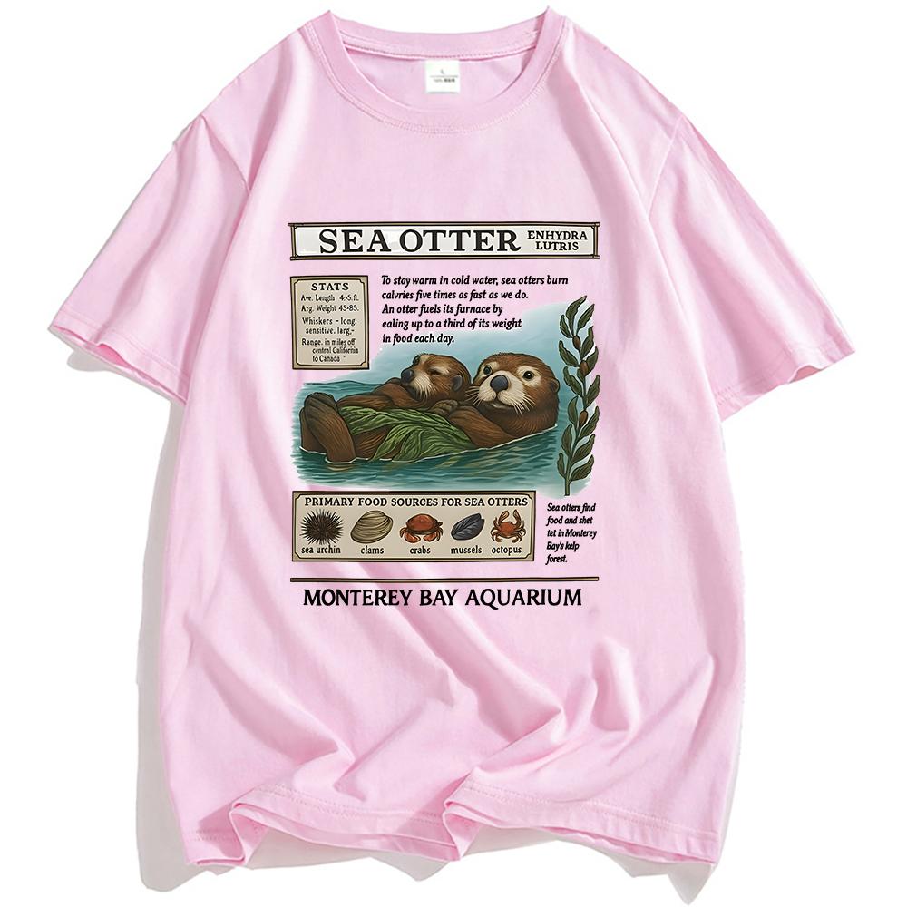 Seeotter Monterey Bay Aquarium T-Shirts Grafikdruck Kleidung Unisex Streetwear Kurzarm Baumwoll T-Shirts Unisex Oberteile