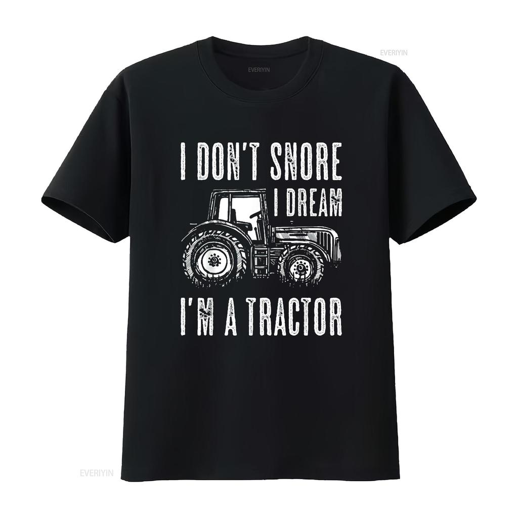 I Don t Snore Dream m a Tractor Funny gifts Mens Shirt Black 3X Large vintage Washed Versatile Slightly Casual