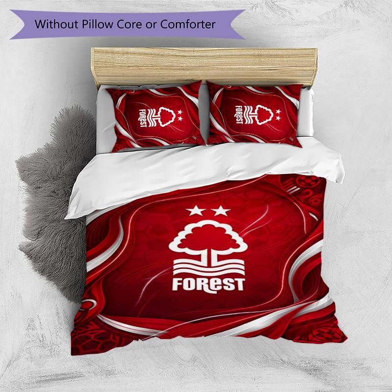 Set Lenzuola Stampato Nottingham Forest Football 3 Pezzi, Comodo Set Copripiumino per Camera da Letto Amico della Pelle