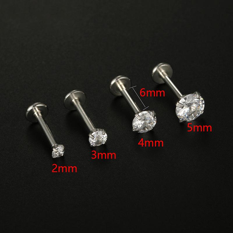 

2PCS Trendy Stainless Steel 2/3/4/5mm Zircon Simple Sparkling Stud Earrings for Women Girl Minimalism Jewelry Pendientes Brincos 2mm