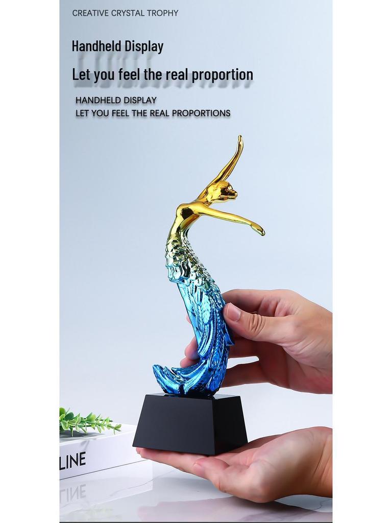 Peacock Dance Crystal Resin Trophy - Custom Latin Ballet Children's Competition Souvenir