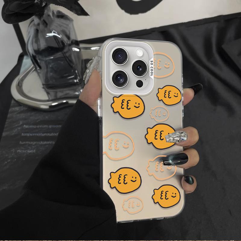 Hand Drawn Style Cat Fish Frosted Case for iPhone 17 Air 16 E 15 14 Plus 13 12 Mini 11 Pro Max Acrylic Sheet Silicone Hard Cover