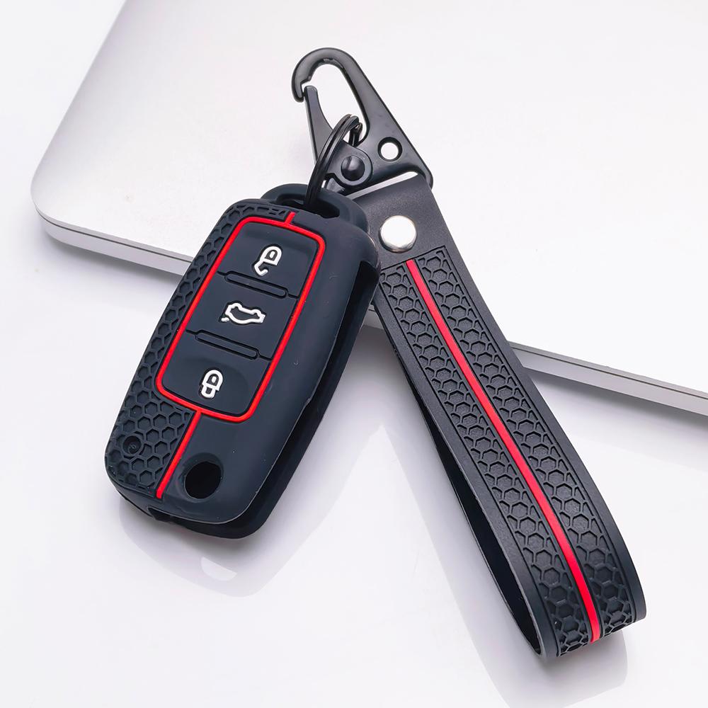 Key Fob Cover for Volkswagen Golf Polo Passat Tiguan Jetta Octavia Mk7 Mk6 B7 B8 with Keychain Anti-Scratch Guard Shockproof Protection