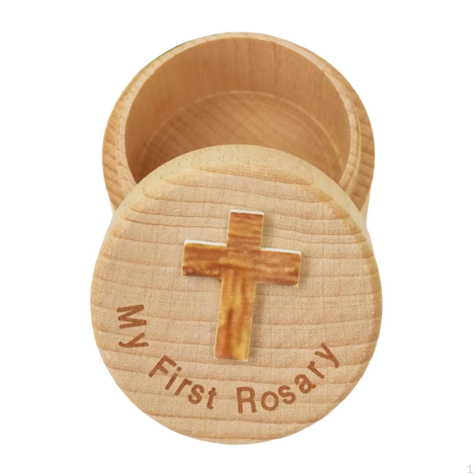 

Baptism Memorial Case Wooden Jewelry Box Display 5cm Keepsake Trinket Container for