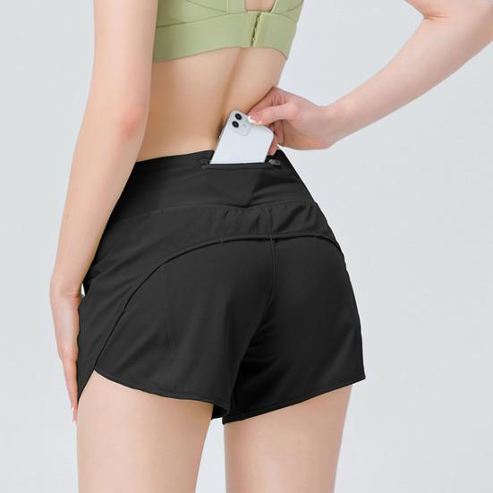 Women Shorts Breathable Quick Dry Tummy Control Sweat-absorbent with Zipper Pocket Fitness Workout Solid Color Summer Women Workout Training Shorts