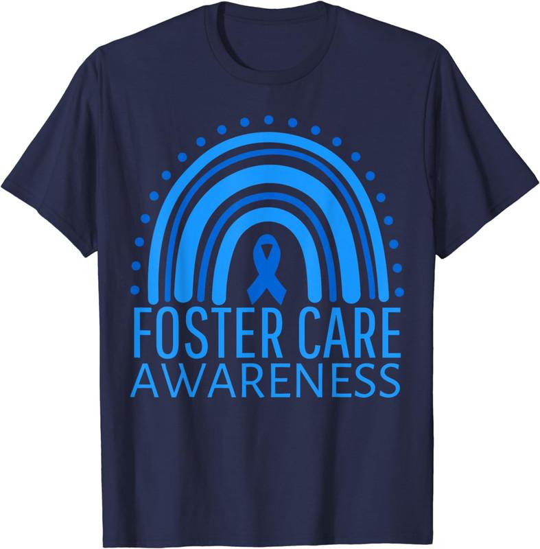 

Foster Care Awareness Month Rainbow Ribbon Blue TShirt Woman Man Summer Fashion Cotton Graphic T Shirts Streetwear Tops Tee 4XL