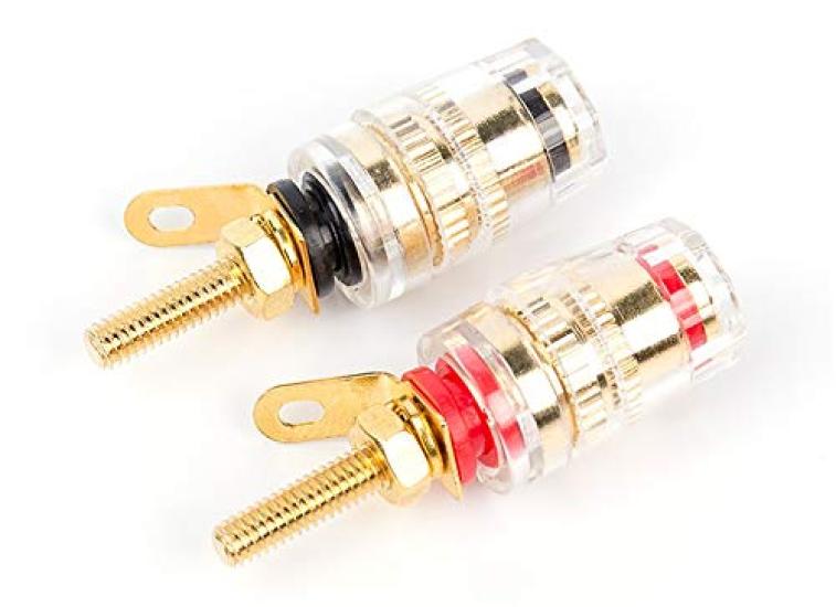MINAKIKO Speaker 42mm Banana Plug Selectable Quantity of High-Performance Terminals, Gold-Plated, Compatible, (Set 16)