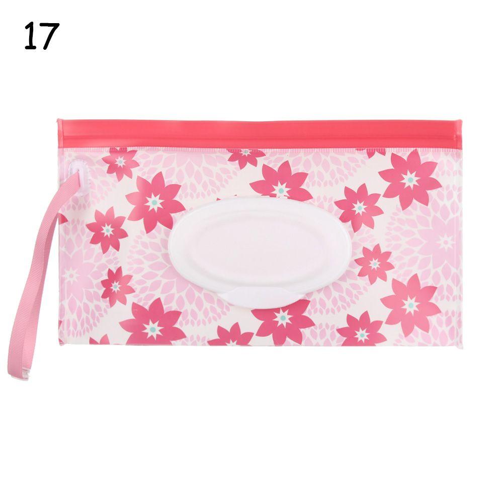 1pcs Fashion Cute Snap-Strap Flip Cover Carrying Case Portable Wet Wipes Bag Cosmetic Pouch Stroller Accessories Tissue Box